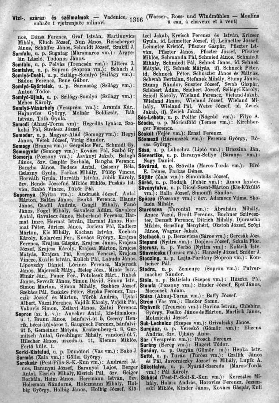 Magyarország iparosainak és kereskedőinek czím- es lakjegyzéke - 1892. (1316 .oldal)